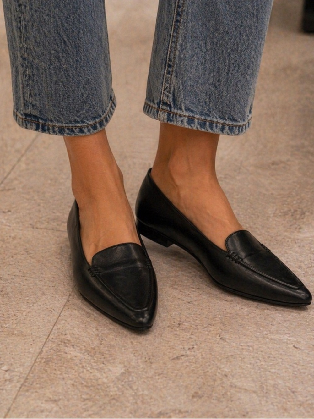 Kelly & Katie Basic Black Pointed Toe Loafers | Quiet Luxury Minimalist Flats